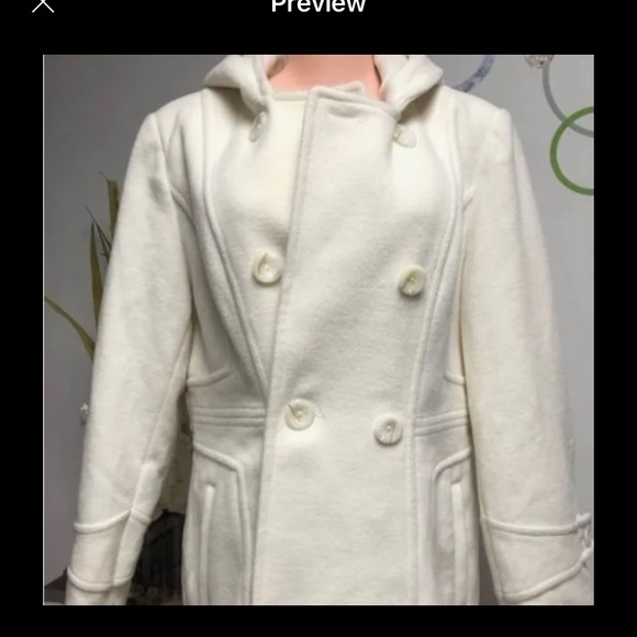 St Johns Bay White/cream Cashmere blend Pea coat - Picture 4 of 13